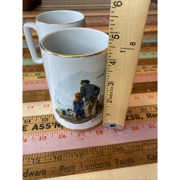 Vintage Norman Rockwell Museum Inc. Looking Out to Sea 1985 Coffee Mug Pair 2 - Picture 10 of 11